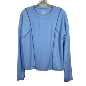 SWEATY BETTY Haste Run Long Sleeve Shirt, Blue Running Shirt, Size 8-10